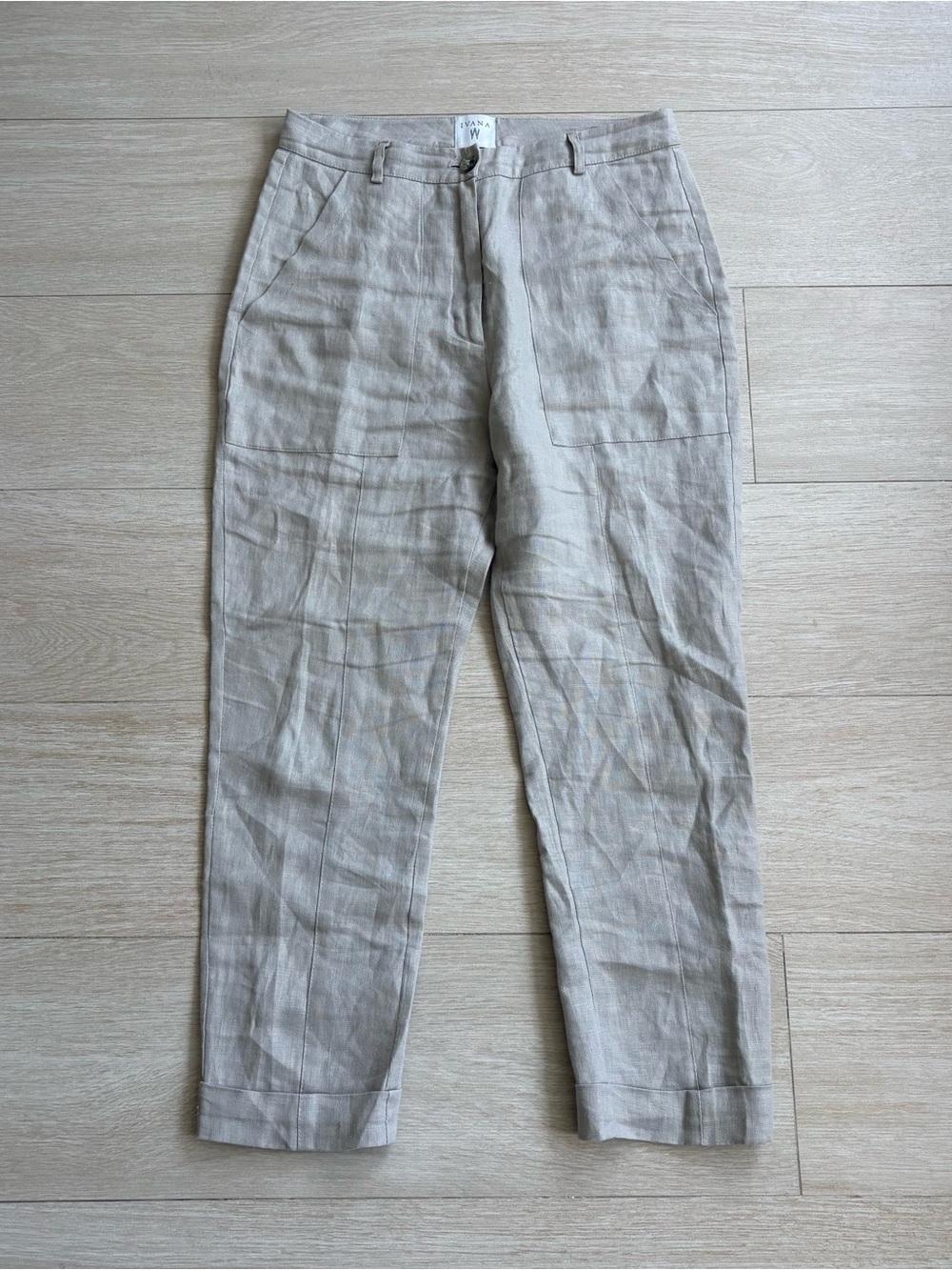 Vintage IVANA W grey linen trousers.